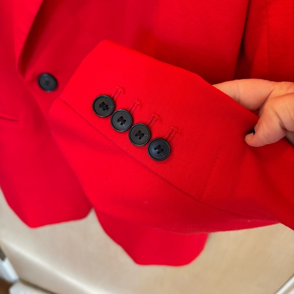 Loft Vibrant Red Blazer Size 8 Office Preppy Academia Washable Lined Pockets - Picture 7 of 13